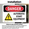 Signmission Automatic Start Equipment Danger Sign, Vinyl Decal, 10in W x 7in L, 2PK OS-2PACK-DS-D-710-L-1037 - alternate 2